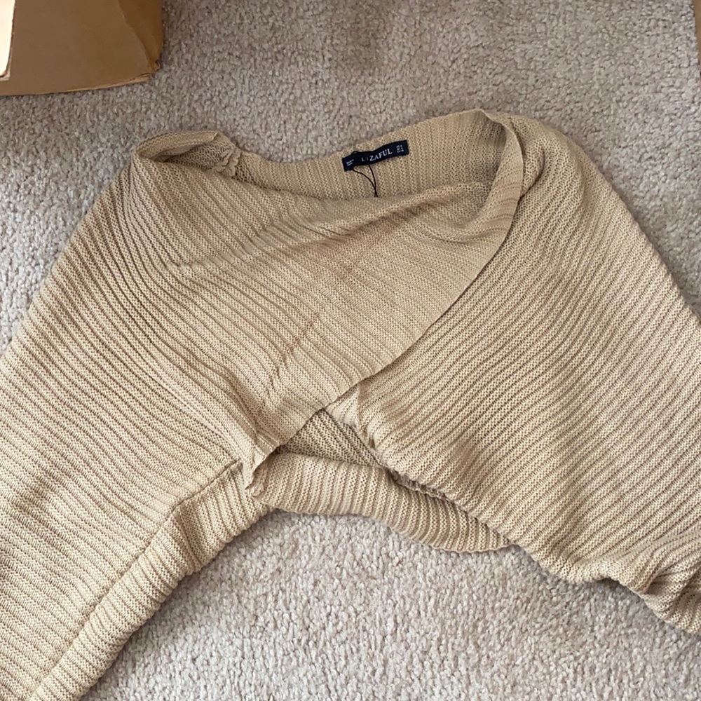 Zaful tan crop top sweater